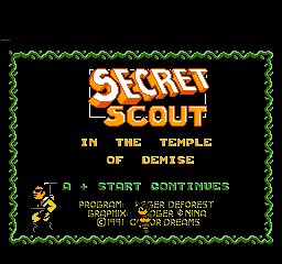 Secret Scout in the Temple of Demise (USA) (Unl) Title Screen